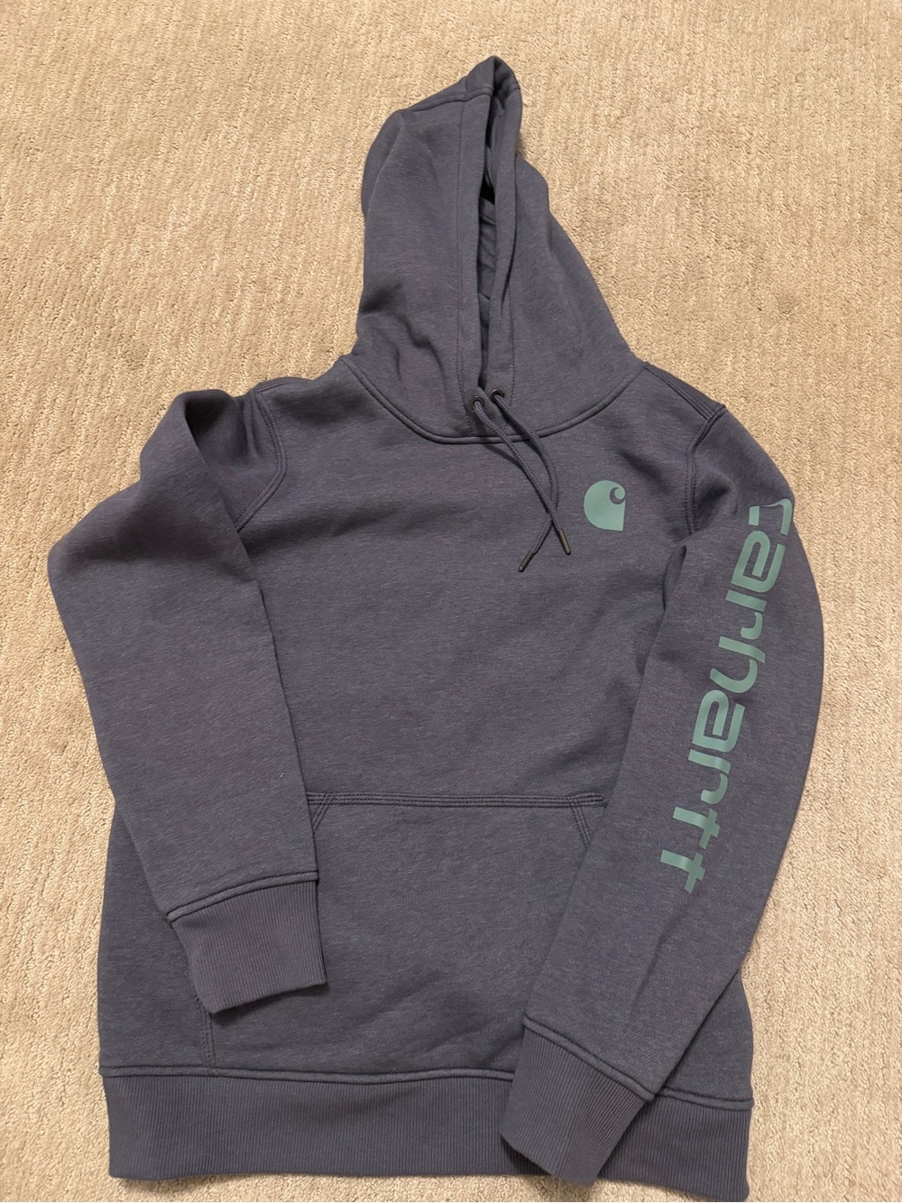Carhartt Men's Crewneck Hoodie in Slate Gray with Mint Logo